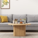 Table basse en bois noir ronde 80x45cm à rainures Vaik Caractéristiques