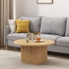 Table basse en bois noir ronde 80x45cm à rainures Vaik Offre