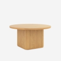 Table basse en bois noir ronde 80x45cm à rainures Vaik Catalogue