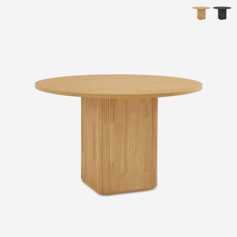 Table basse ronde en bois noir de 120 cm pour la cuisine et le salon Tiwit Promotion