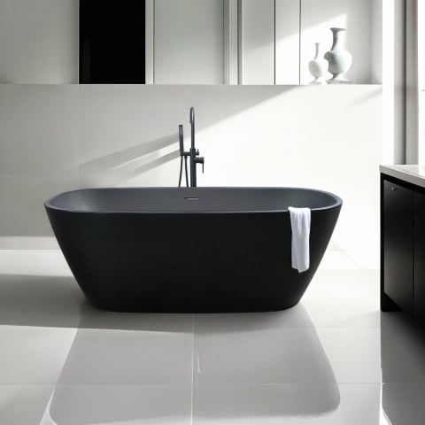 Baignoire noire ovale autoportante 170x78cm design moderne Idra Dark Promotion