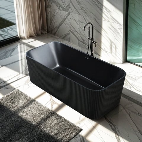 Baignoire îlot rectangulaire noire mate 170x75cm Lemno Dark Promotion