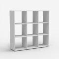 Bibliothèque blanche moderne en bois pour salon et bureau Wari Promotion