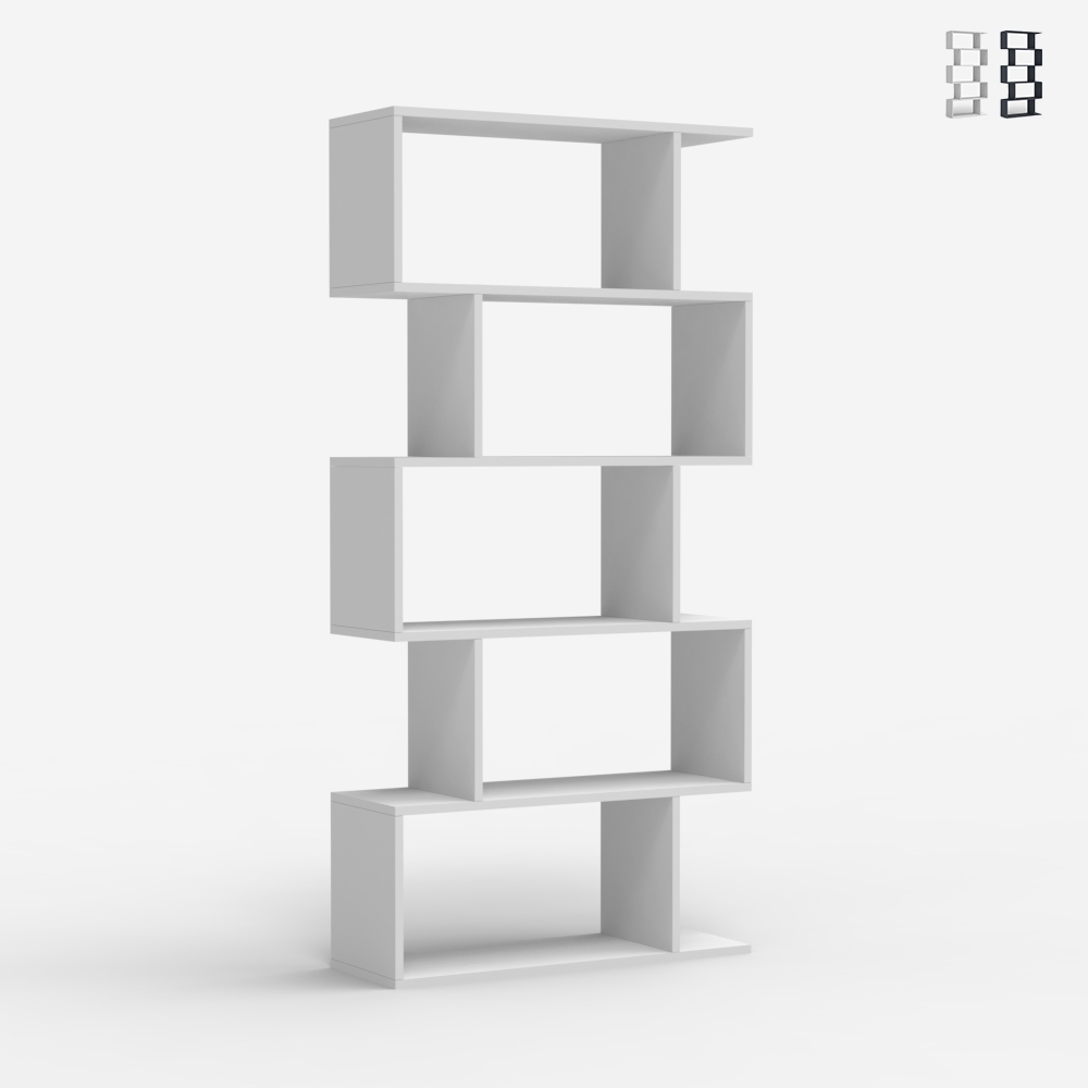 Bibliothèque moderne verticale à fixer au mur 5 étagères bois Lexis