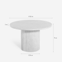 Table de salon ronde 120cm moderne en bois effet pierre Kara Réductions