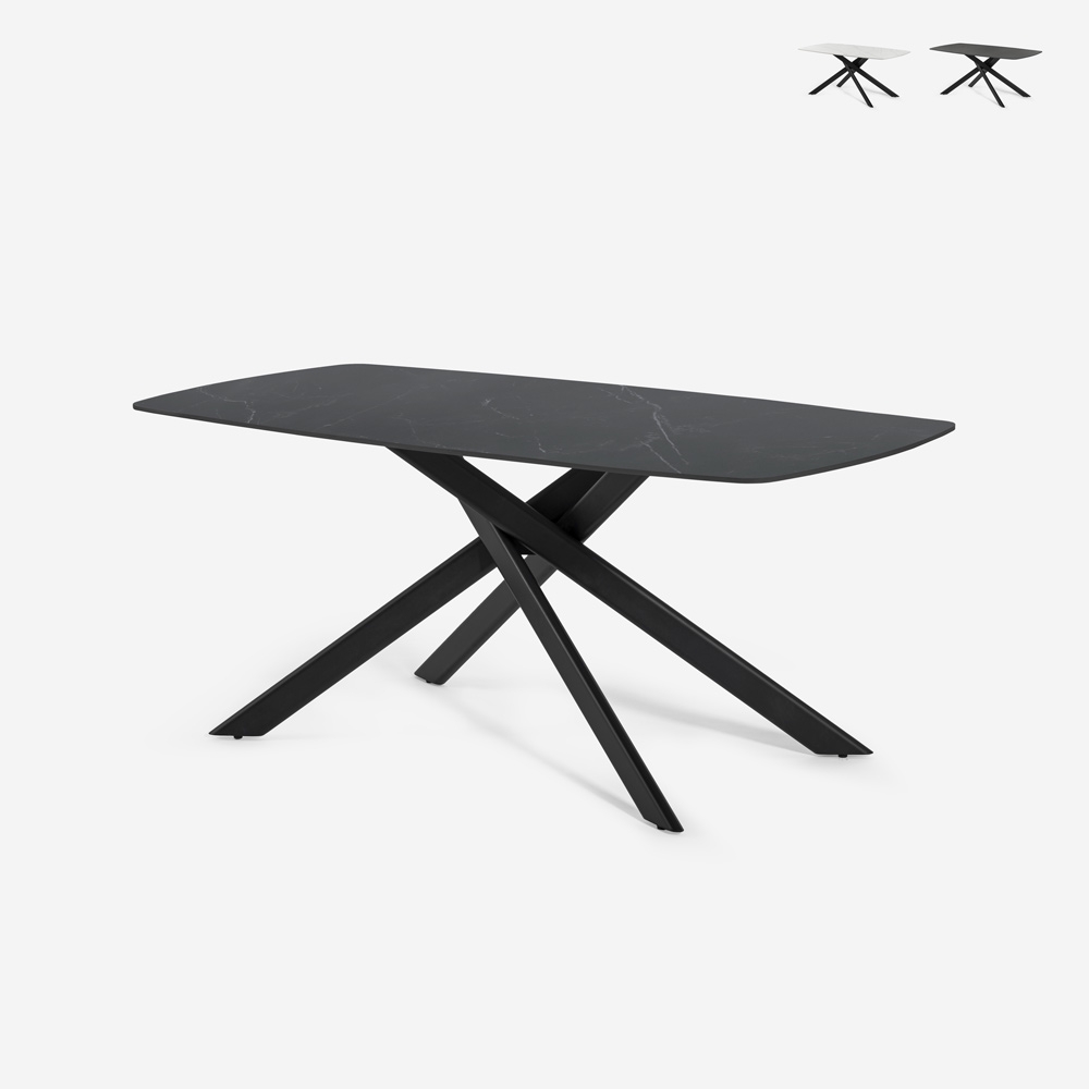Table de salle à manger moderne 180x90cm design effet marbre Tijuana Promotion Table de salle à manger moderne 180x90cm design effet marbre Tijuana Promotion