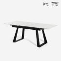 Table à manger extensible moderne 160-200x90cm effet marbre Caracas Promotion