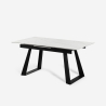 Table à manger extensible moderne 160-200x90cm effet marbre Caracas Remises