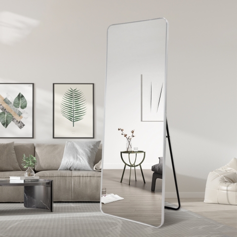 Miroir mural en argent 180x80cm avec support au sol Arsen-S Promotion