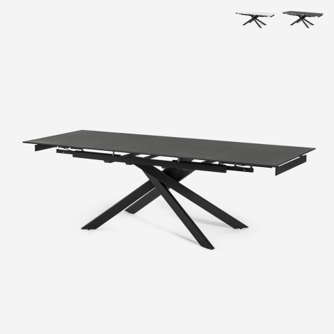 Table extensible effet marbre 160-240x90cm design moderne cuisine Quito Promotion