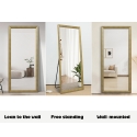 Miroir vertical 180x80cm mural au sol effet bois design Kommi Réductions