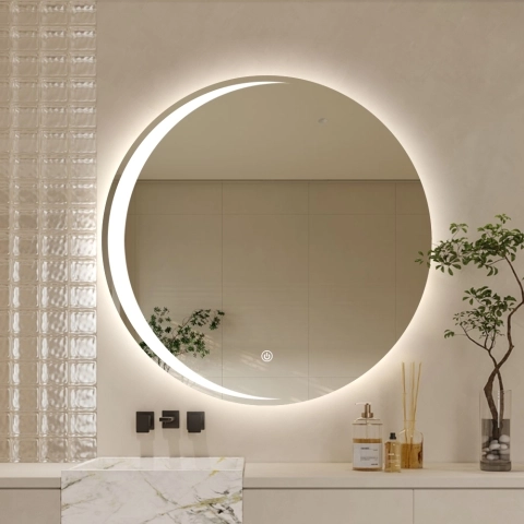 Miroir rond de salle de bain 60cm rétroéclairé anti-brouillard Skeri L Promotion