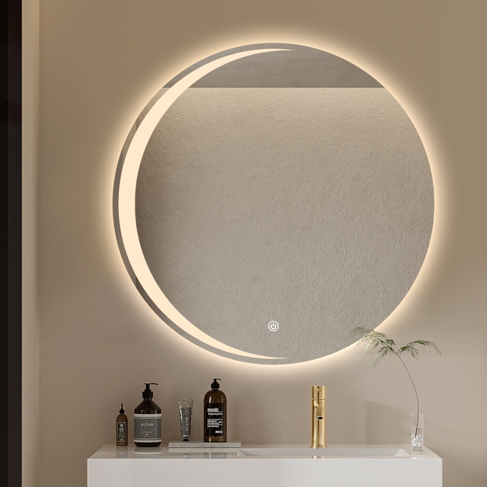 Miroir de salle de bain rond 70cm anti-buée rétroéclairé Skeri XL Promotion Miroir de salle de bain rond 70cm anti-buée rétroéclairé Skeri XL Promotion