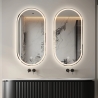 Miroir de salle de bain ovale design rétroéclairé avec antibuée Refur XL Remises