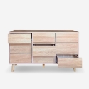 Commode en bois salon chambre 9 tiroirs 120x40x72cm Vudan Remises