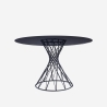 Table ronde design moderne en verre noir 120cm pour salon Naji Promotion