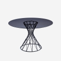 Table ronde design moderne en verre noir 120cm pour salon Naji Vente