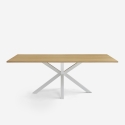 Table à manger en bois 200x100cm avec pieds croisés blanc Moyo Promotion