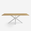 Table à manger en bois 200x100cm avec pieds croisés blanc Moyo Promotion