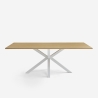 Table à manger en bois 200x100cm avec pieds croisés blanc Moyo Promotion