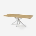 Table à manger en bois 200x100cm avec pieds croisés blanc Moyo Vente