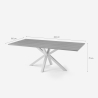Table à manger en bois 200x100cm avec pieds croisés blanc Moyo Remises