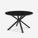 Table ronde noire 120cm avec pieds croisés pour cuisine séjour Samu Vente