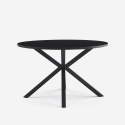 Table ronde noire 120cm avec pieds croisés pour cuisine séjour Samu Promotion