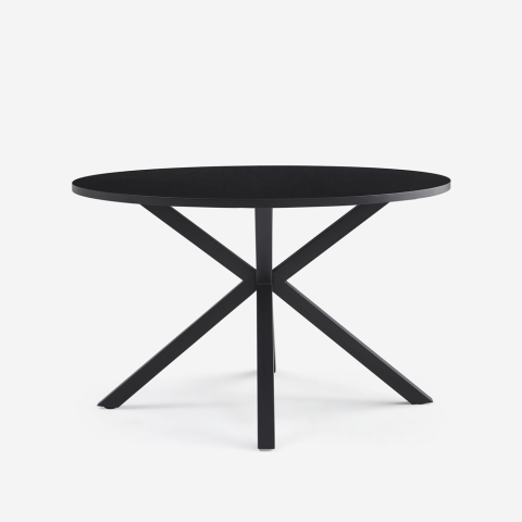 Table ronde noire 120cm avec pieds croisés pour cuisine séjour Samu Promotion