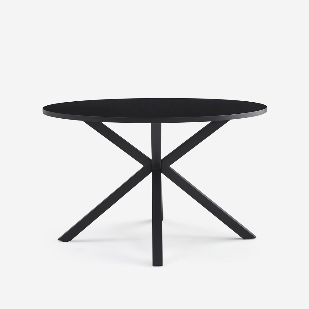 Table ronde noire 120cm avec pieds croisés pour cuisine séjour Samu Promotion Table ronde noire 120cm avec pieds croisés pour cuisine séjour Samu Promotion