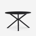 Table ronde noire 120cm avec pieds croisés pour cuisine séjour Samu Promotion