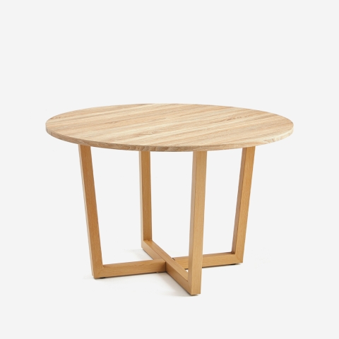 Table ronde cuisine design moderne en bois 120cm Zira Promotion