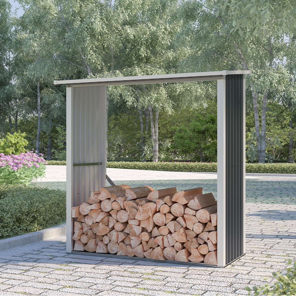 Abri à bois en métal porte-bûches jardin 182x89x190cm Vipiteno Promotion Abri à bois en métal porte-bûches jardin 182x89x190cm Vipiteno Promotion