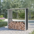 Abri à bois en métal porte-bûches jardin 182x89x190cm Vipiteno Promotion