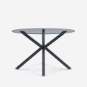 Table ronde moderne en verre 120cm avec pieds croisés noir Lotos Promotion
