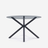 Table ronde moderne en verre 120cm avec pieds croisés noir Lotos Promotion