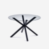 Table ronde moderne en verre 120cm avec pieds croisés noir Lotos Vente
