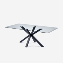 Table design moderne pieds croisés noir en verre 200x100cm Laka Vente