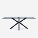 Table design moderne pieds croisés noir en verre 200x100cm Laka Promotion
