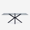 Table design moderne pieds croisés noir en verre 200x100cm Laka Promotion