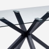 Table design moderne pieds croisés noir en verre 200x100cm Laka Offre
