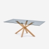 Table de design en verre et bois 200x100cm avec pieds croisés Horo Vente