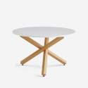 Table à manger ronde blanche 120cm avec pieds croisés Rimu Promotion