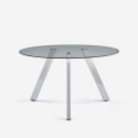 Table design moderne en verre ronde 130cm avec pieds en métal Orun Promotion