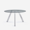 Table design moderne en verre ronde 130cm avec pieds en métal Orun Promotion