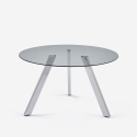 Table design moderne en verre ronde 130cm avec pieds en métal Orun Vente
