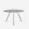 Table design moderne en verre ronde 130cm avec pieds en métal Orun Remises