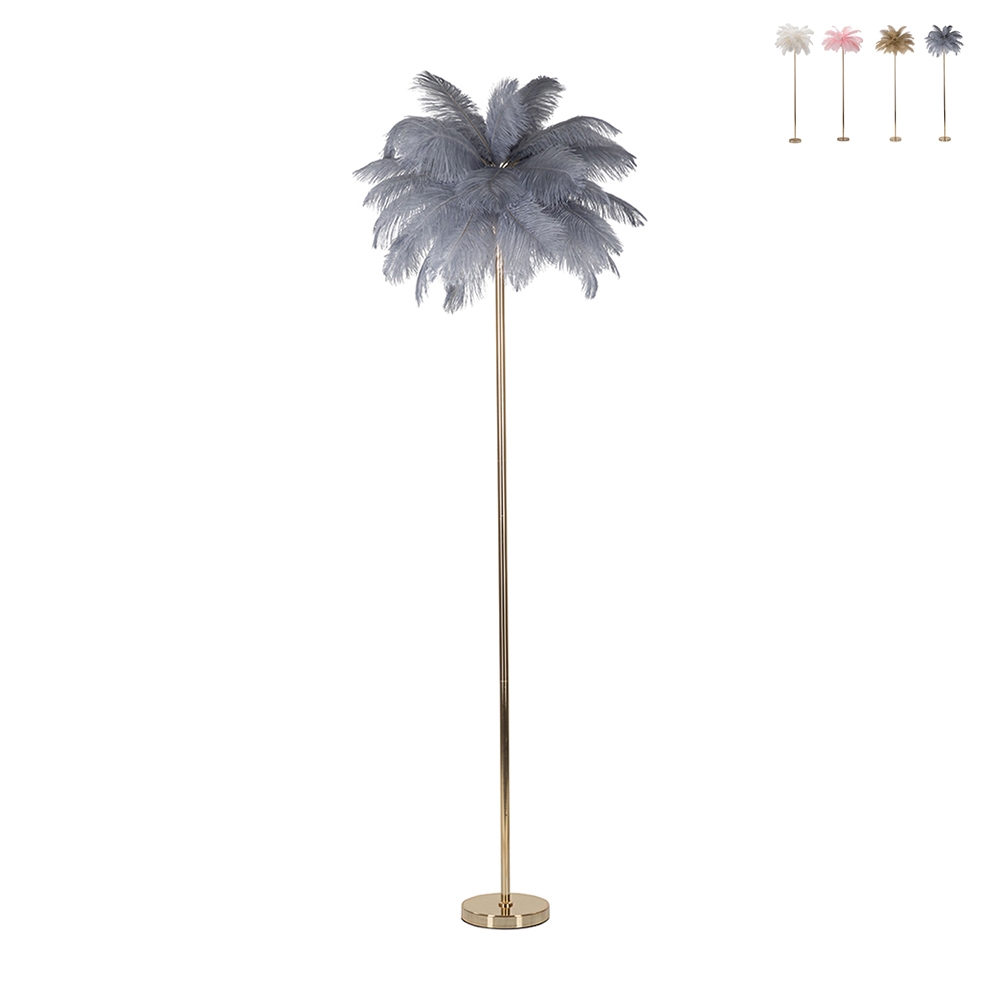Lampadaire avec abat-jour en plumes et 3 sources lumineuses h160cm Palm L Achat Lampadaire avec abat-jour en plumes et 3 sources lumineuses h160cm Palm L Achat