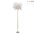 Lampadaire avec abat-jour en plumes et 3 sources lumineuses h160cm Palm L Promotion