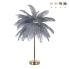 Lampe de table avec abat-jour en plumes et 2 sources lumineuses Palm S 